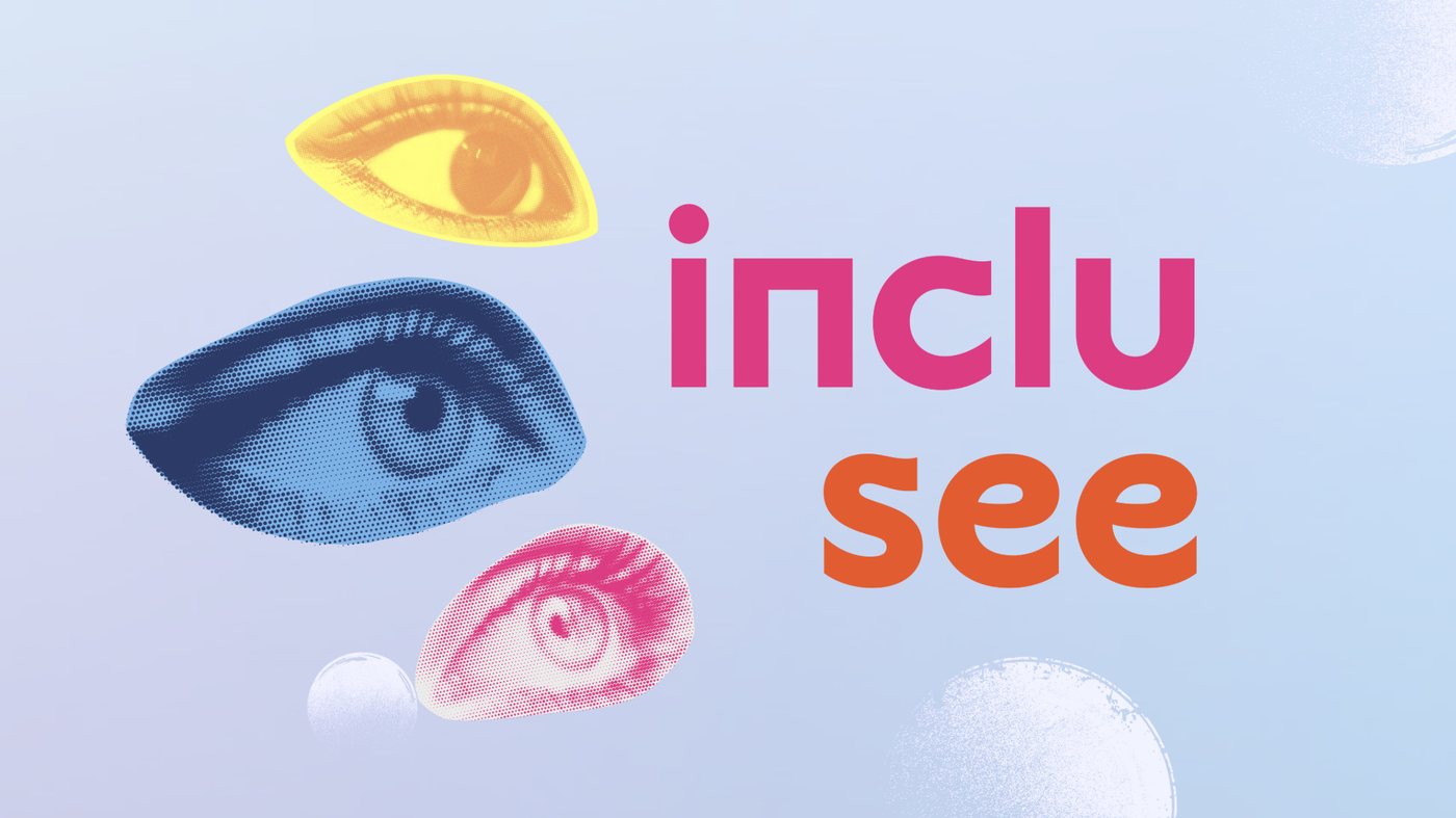 Inclusee cover graphic with illustrated eyes